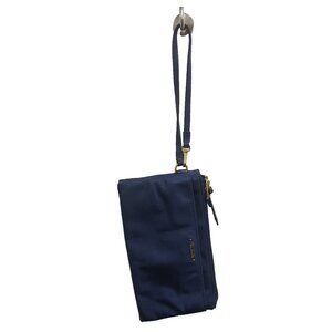 TUMI Voyageur Double Zip Wristlet Travel Purse Wallet Nylon Navy Blue 4.5"x8"